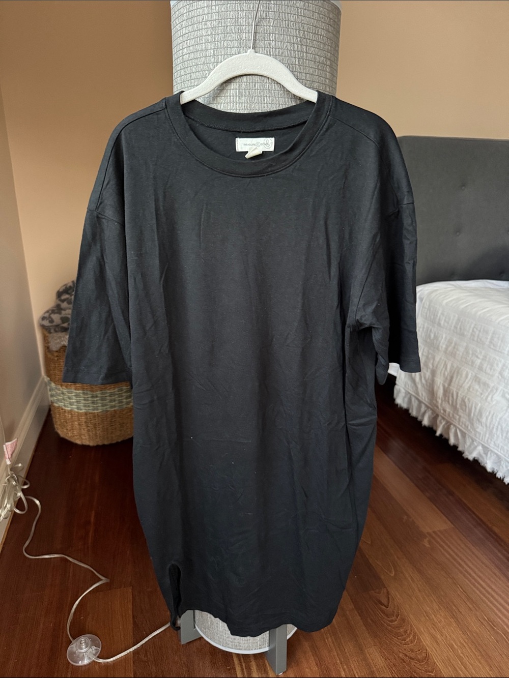 Treasure & Bond Black Crewneck Midi Dress